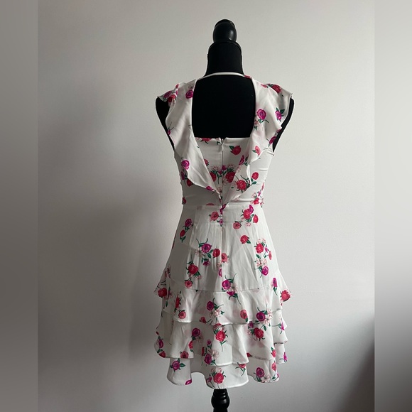 EXPRESS Floral Ruffle Mini Dress Size 0 (XS) - Picture 3 of 12